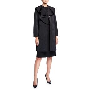 New Lafayette 148 Constance Lightweight Black Coat Midi Maxi Size XS Jacket
